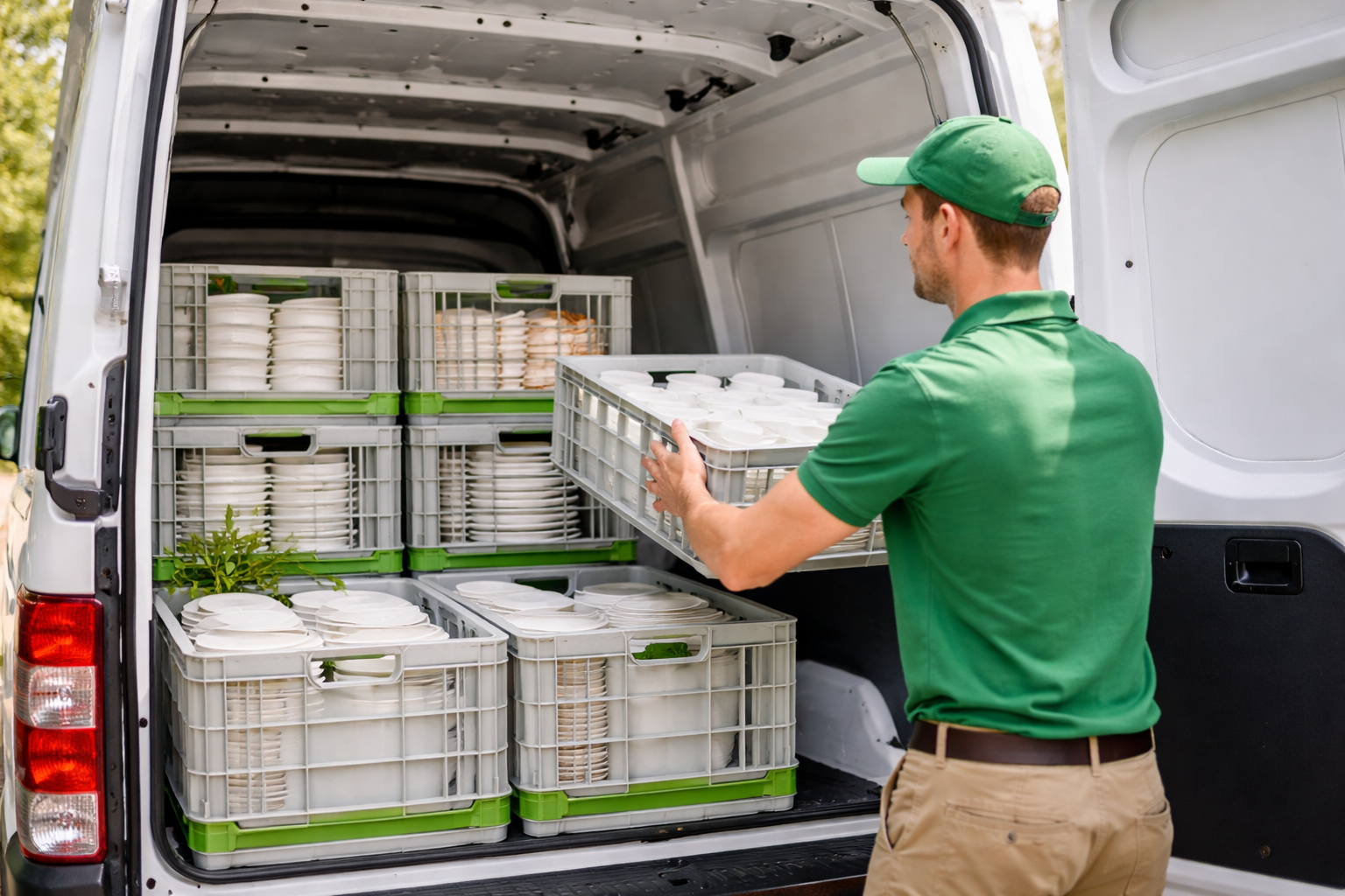 Dishware delivery logistics